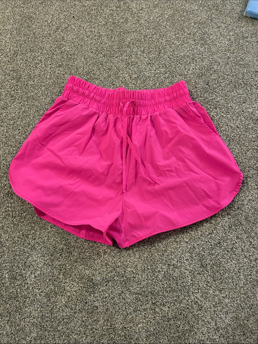 Women's Hot Pink Athletic Shorts with Elastic Waist
